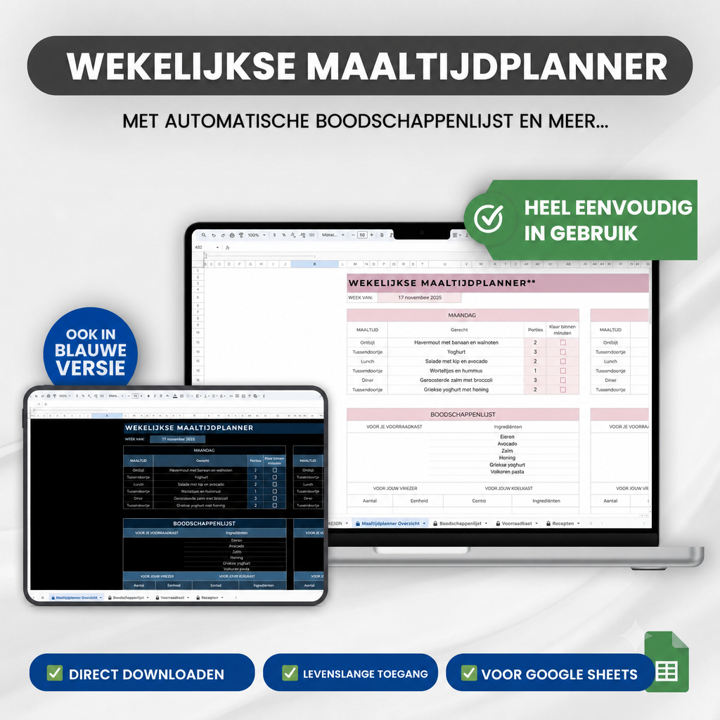 Wekelijkse maaltijdplanner - Nederlandse versie